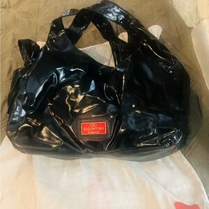 Valentino Garvani Nuage Black Patent Leather Hobo Bag